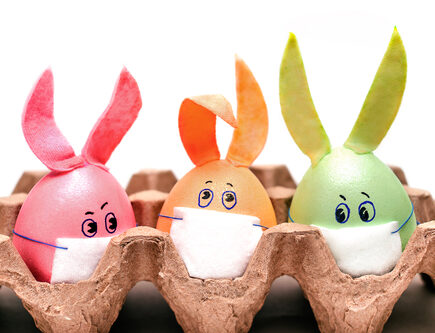 Three,Multicolored,Easter,Eggs,With,Painted,Eyes,,Rabbit,Ears,And Three,Multicolored,Easter,Eggs,With,Painted,Eyes,,Rabbit,Ears,And