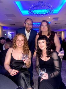 A photo of the KW Therapy team at the Sapphire Ball. Starting top left, Mike, Vicki, Kate and Ciara.