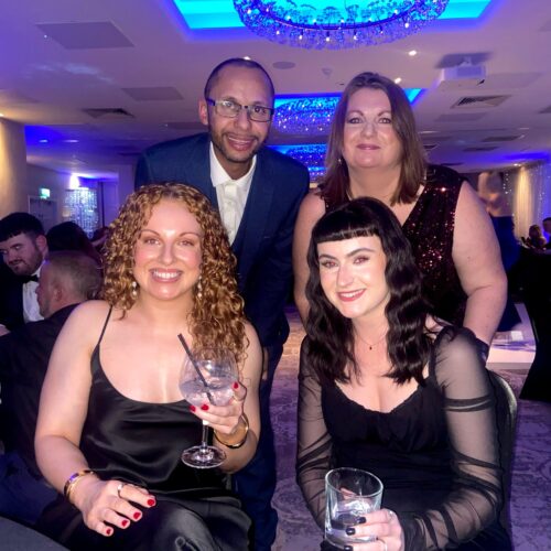 Team A photo of the KW Therapy team at the Sapphire Ball. Starting top left, Mike, Vicki, Kate and Ciara.