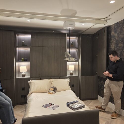 Bed hoist Photograph of the adapted bedroom showroom at Innova Care Concepts